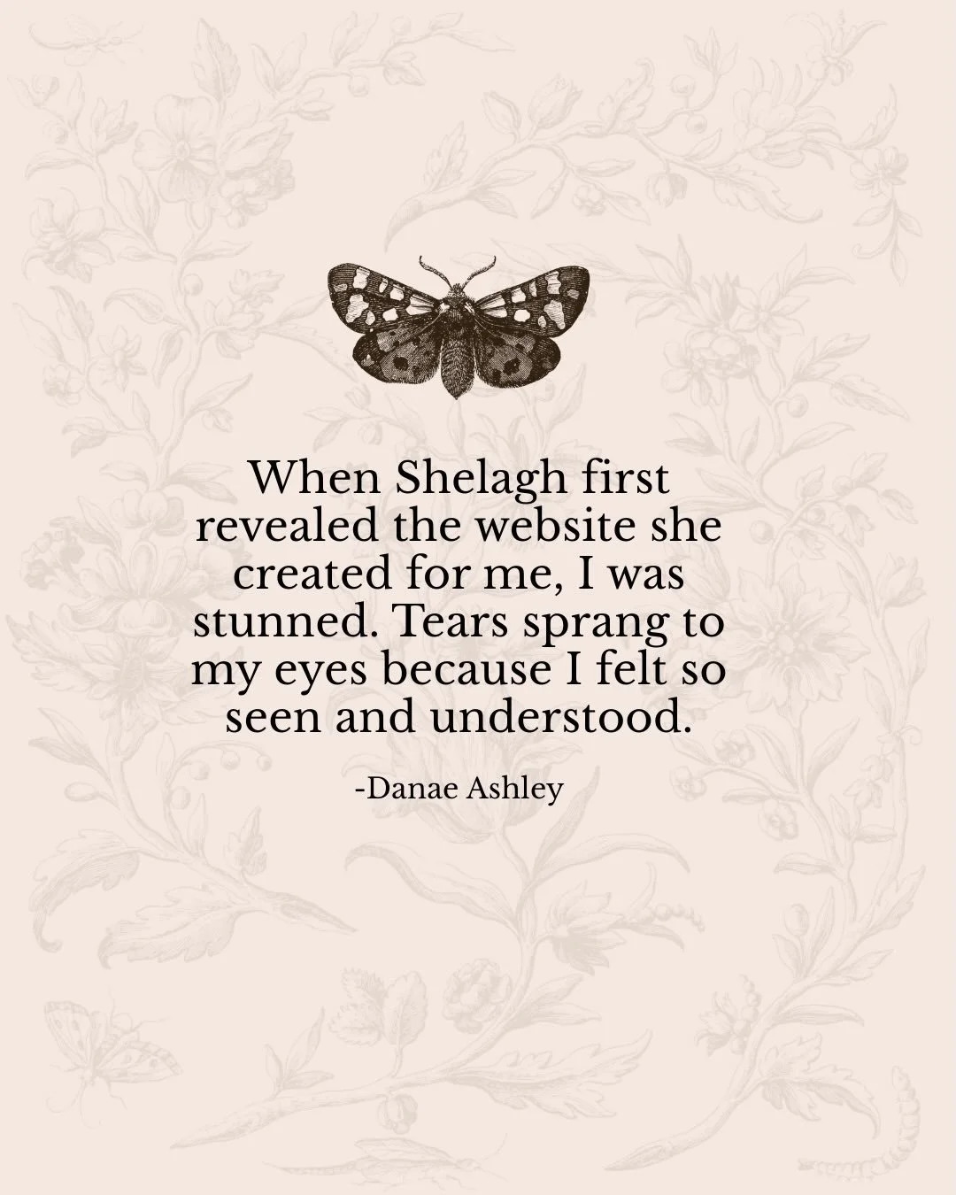 What I loved about this project with Danae is how the design emerged naturally from who she is. We explored her values, her love of flowers and vintage aesthetics, her deep connection to Hildegard von Bingen &mdash; the inspiration behind her upcomin