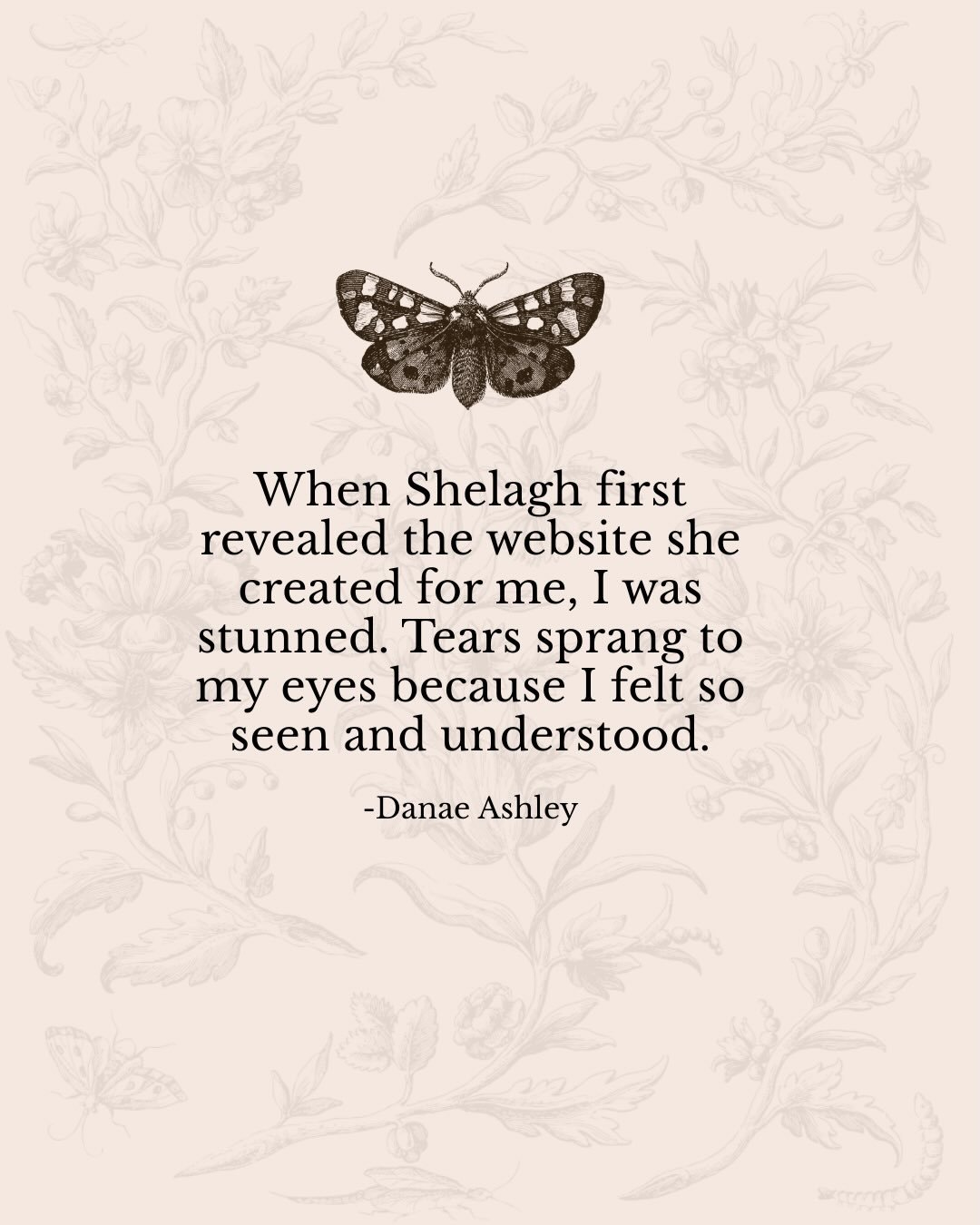 What I loved about this project with Danae is how the design emerged naturally from who she is. We explored her values, her love of flowers and vintage aesthetics, her deep connection to Hildegard von Bingen &mdash; the inspiration behind her upcomin