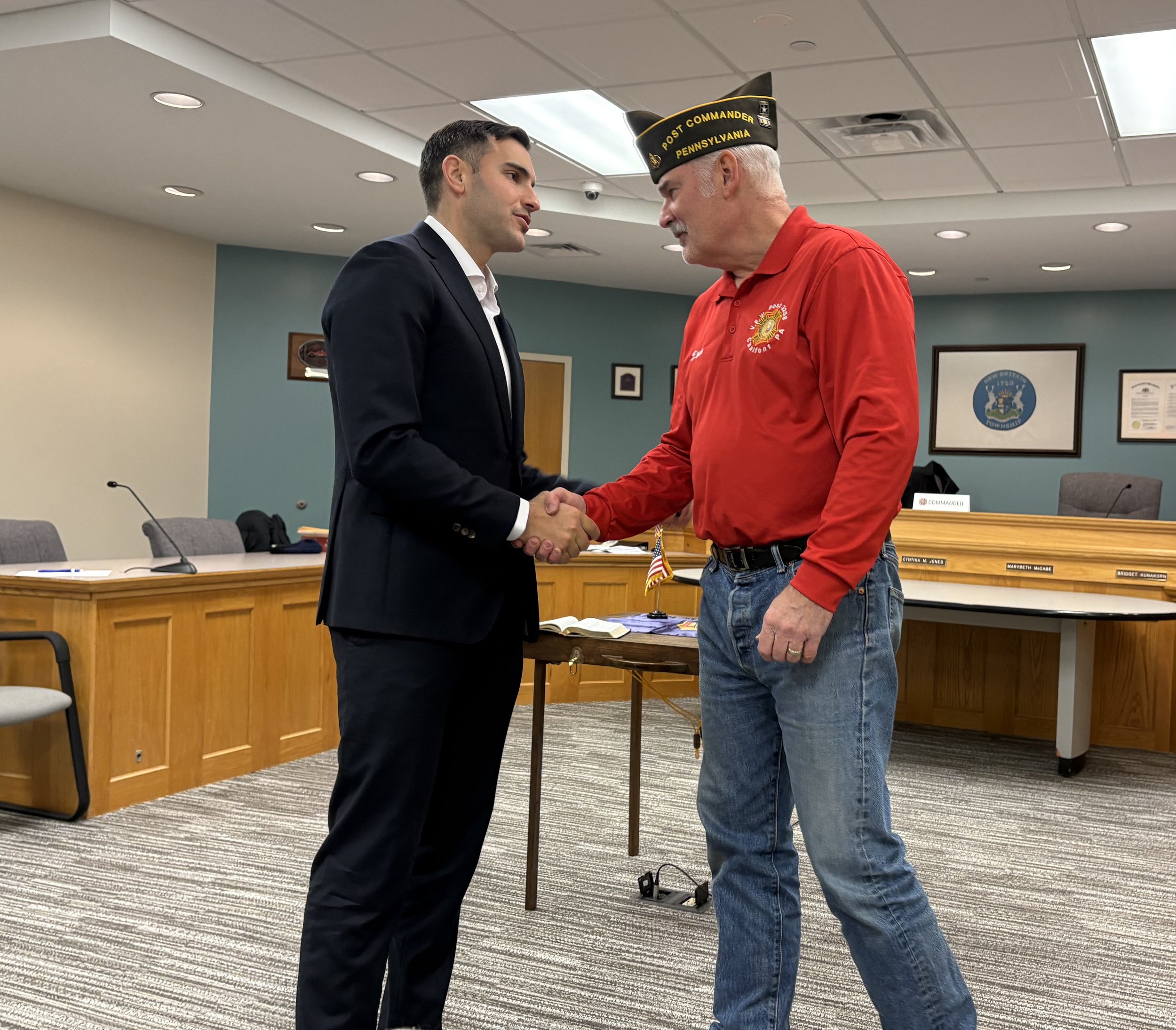 Post Commander Dave Dantzler presented Sheriff-Elect Ceisler with a Post Challenge coin
