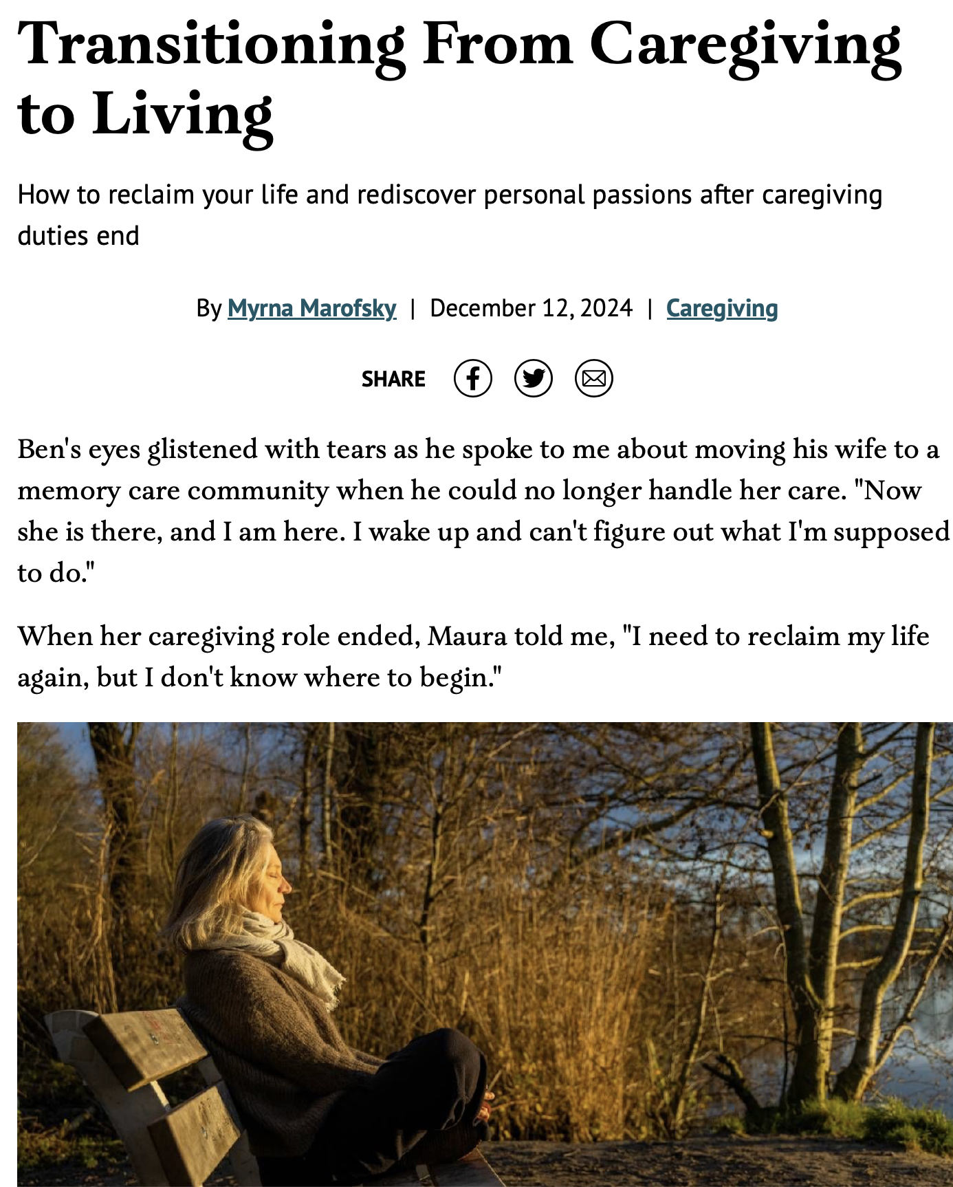 Transitioning From Caregiving to LIVING