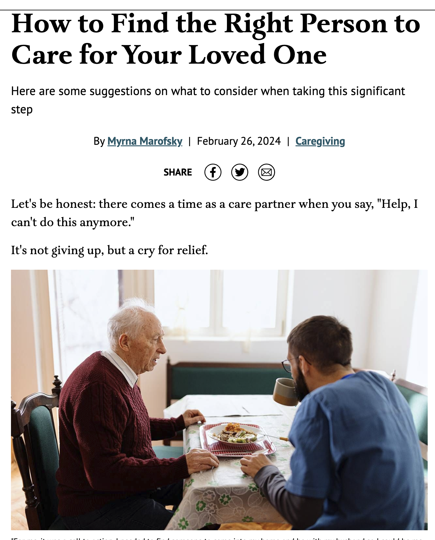 Help! How will I know I found the “right person” to care for my loved one?