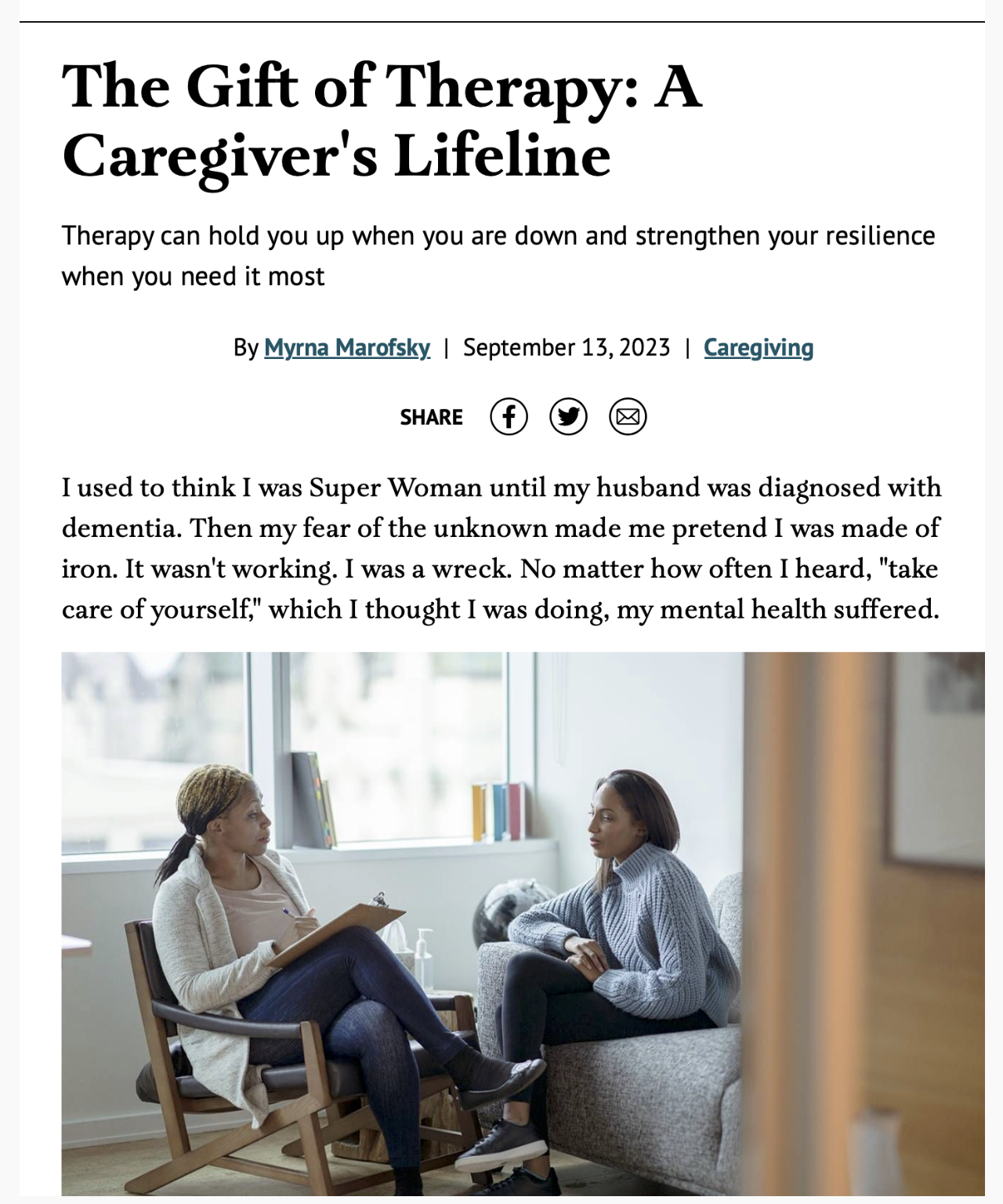 The Gift of Therapy: A Caregiver’s Lifeline