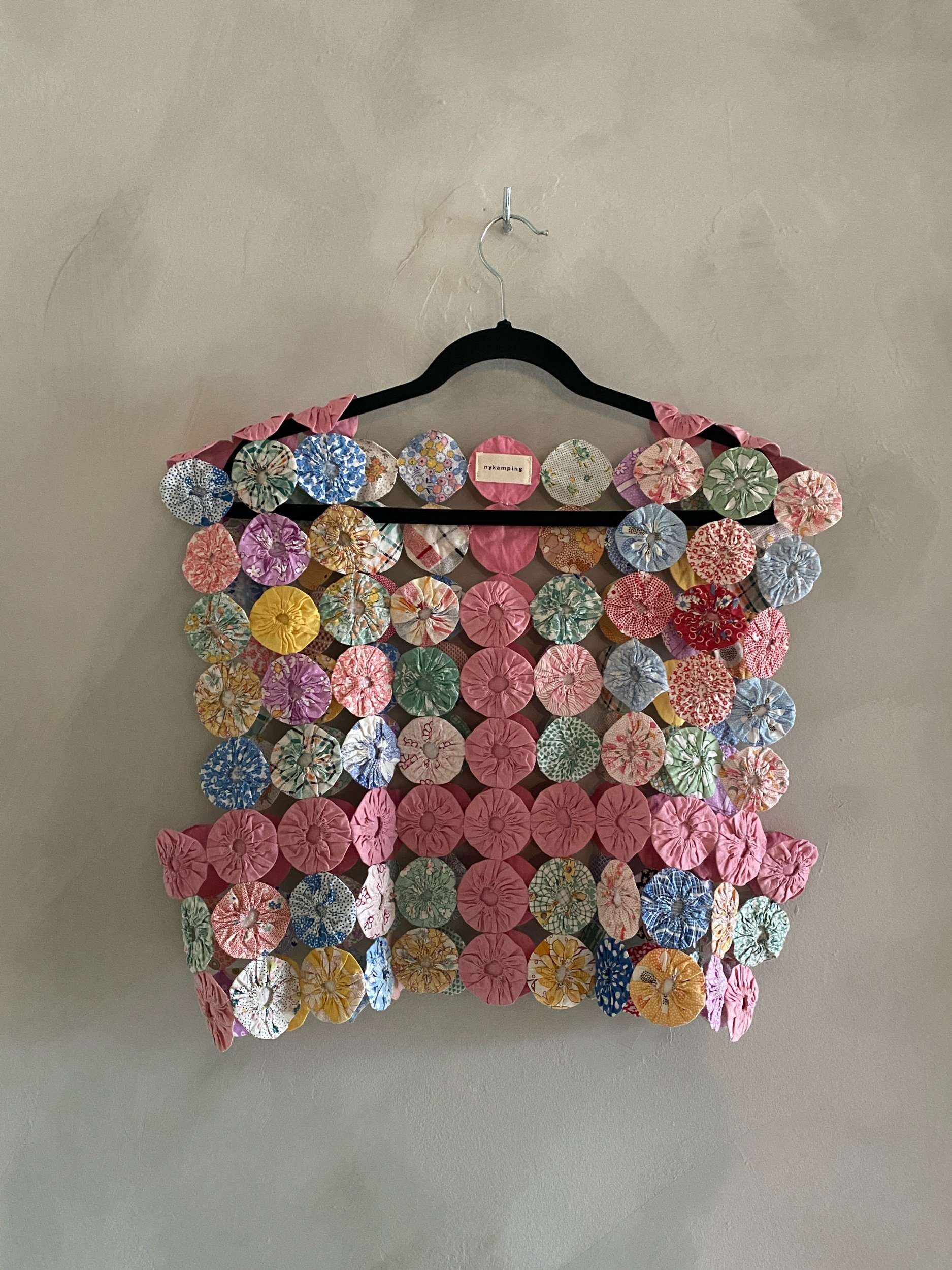 yo-yo quilt squareneck top