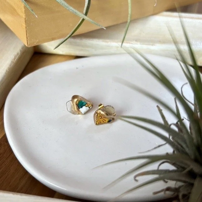 #3006 Kintsugi Jewelry_ Kutani porcelain x glass x earrings◾️