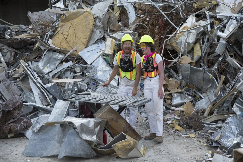 Billy Dufala and Martha Armstrong performing music in Philadelphia