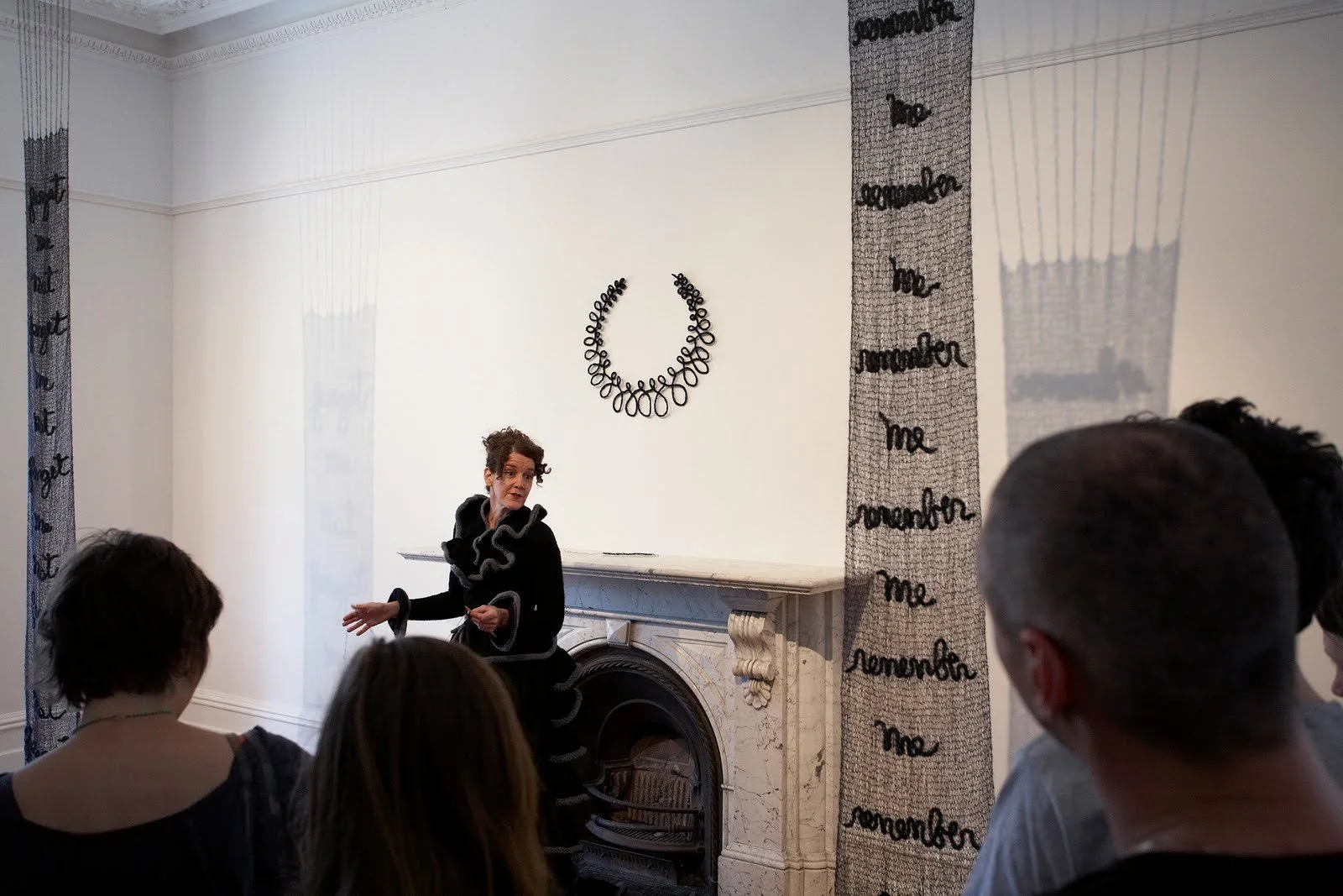 Victorian domestic handcrafts installed in exhibition