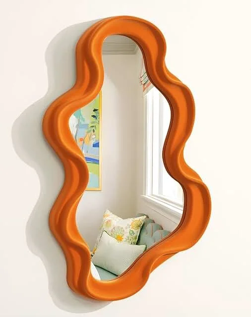 Orange Wavy Wall Mirror