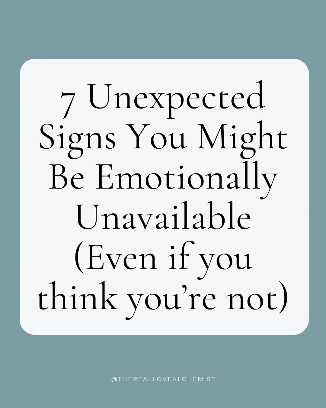 We don&rsquo;t always realize we&rsquo;re the ones keeping love at a distance.

Emotional unavailability isn&rsquo;t just about shutting people out&hellip;

It can hide in tiny, everyday choices: chasing the unavailable, keeping one foot out the door