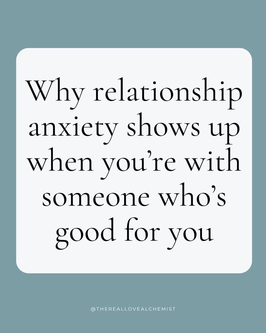 Our deepest fears are getting triggered

🌱 Relationship anxiety, even with someone who's good for us, often shows up because it brings to the surface deep-seated fears or wounds from the past. 

All that subconscious baggage we&rsquo;ve been carryin