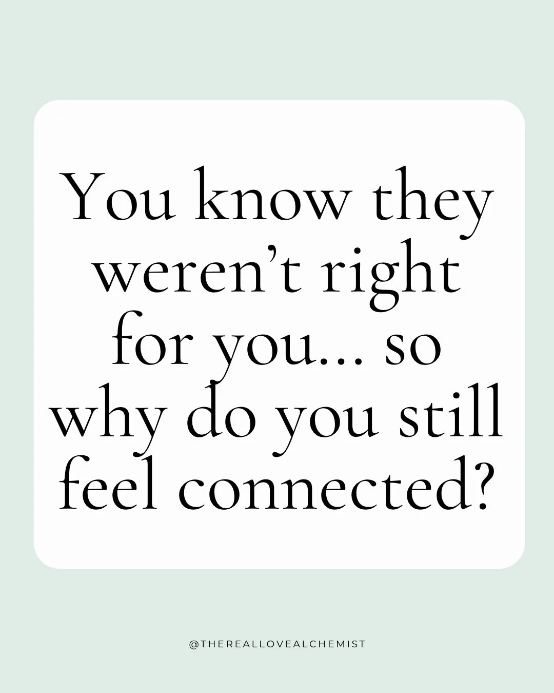 One of the most confusing parts of a breakup is when you&rsquo;re actually very clear the relationship wasn&rsquo;t right for you&hellip; but you still feel deeply connected to the person.

You know the relationship wasn&rsquo;t healthy. You know it 