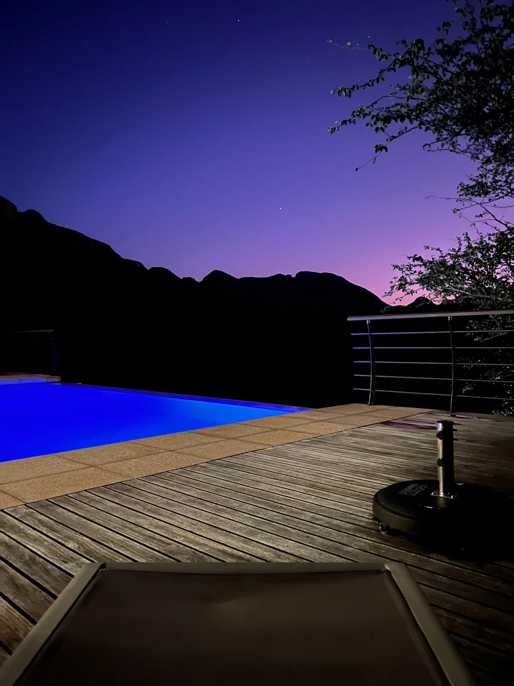 The pool at dusk.