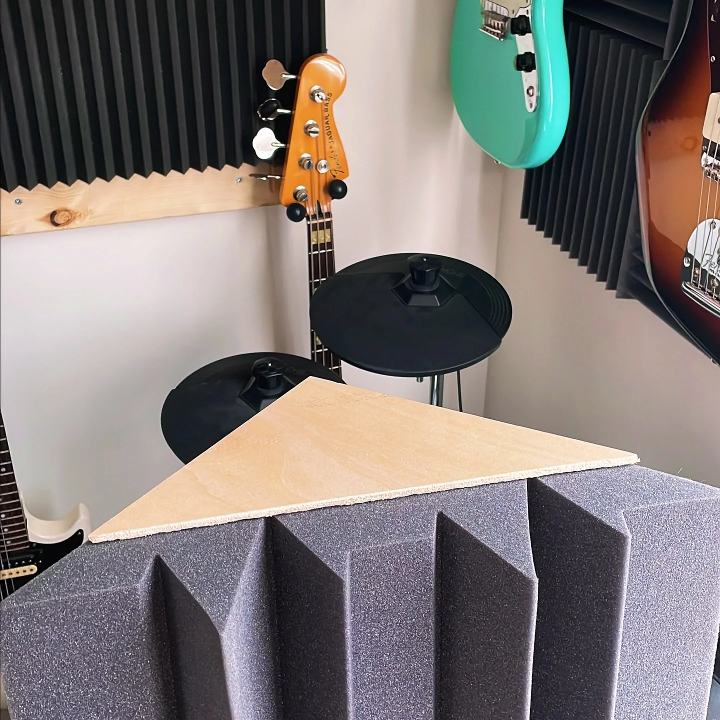 they’re perfect! 1/4” basswood panels as bass trap shelves. diy #basstraps #homestudio #hometheatre