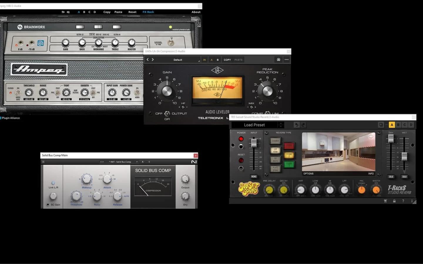 the recording chain i used for today&rsquo;s partial playthrough of &ldquo;Hey&rdquo; by the Pixies! an Ampeg V4B (Brainworx) with a touch of LA3A afterwards and then the Sunset Studio plugin to recreate the bit of room sound you can hear on the reco