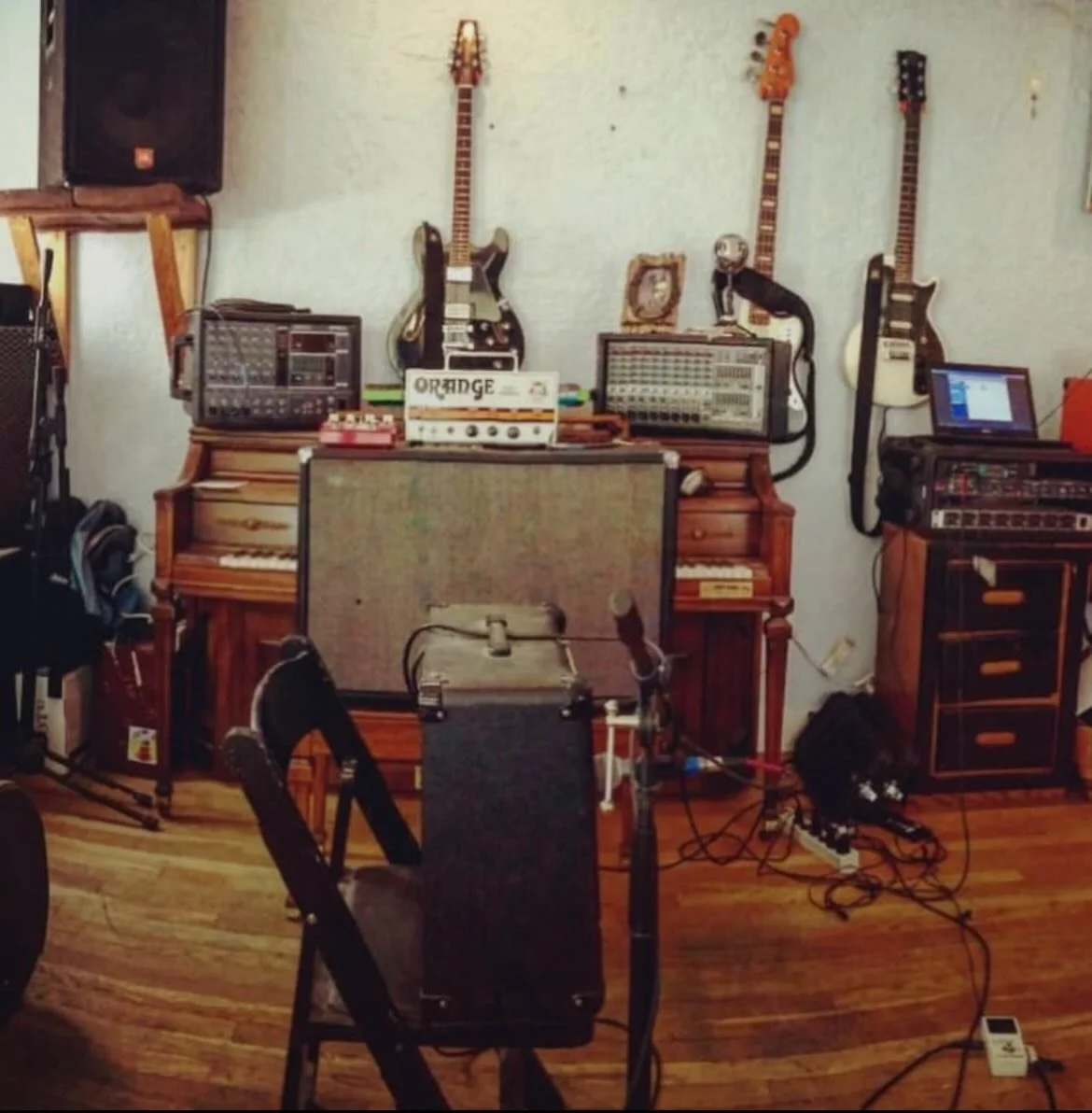 this old photo of a home recording session came up recently. from my old band Genre, we lived in a haunted historic house in downtown Phoenix and wrote/recorded many albums there, the best of which was our full-length of demos called &ldquo;Legendary