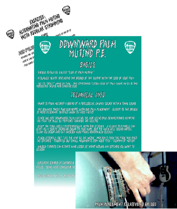 A thumbnail of the Downward Palm Muting P.E. Course Guide, which includes basic instruction for palm muting as well as some helpful tips