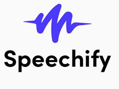 Speechify logo with a stylized blue sound wave above the word 'Speechify' in black text.