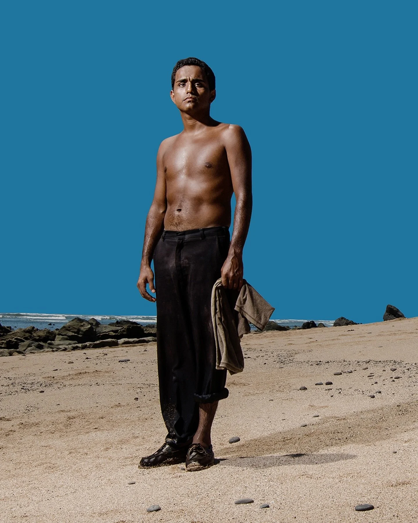 Stamps of the fisherman. Under a relentless sun, driven by unwavering will, with the responsibility to feed their families or themselves, they stand alone with bare hands, their bodies etched by the toil of the sea. Casting their nets and their hopes