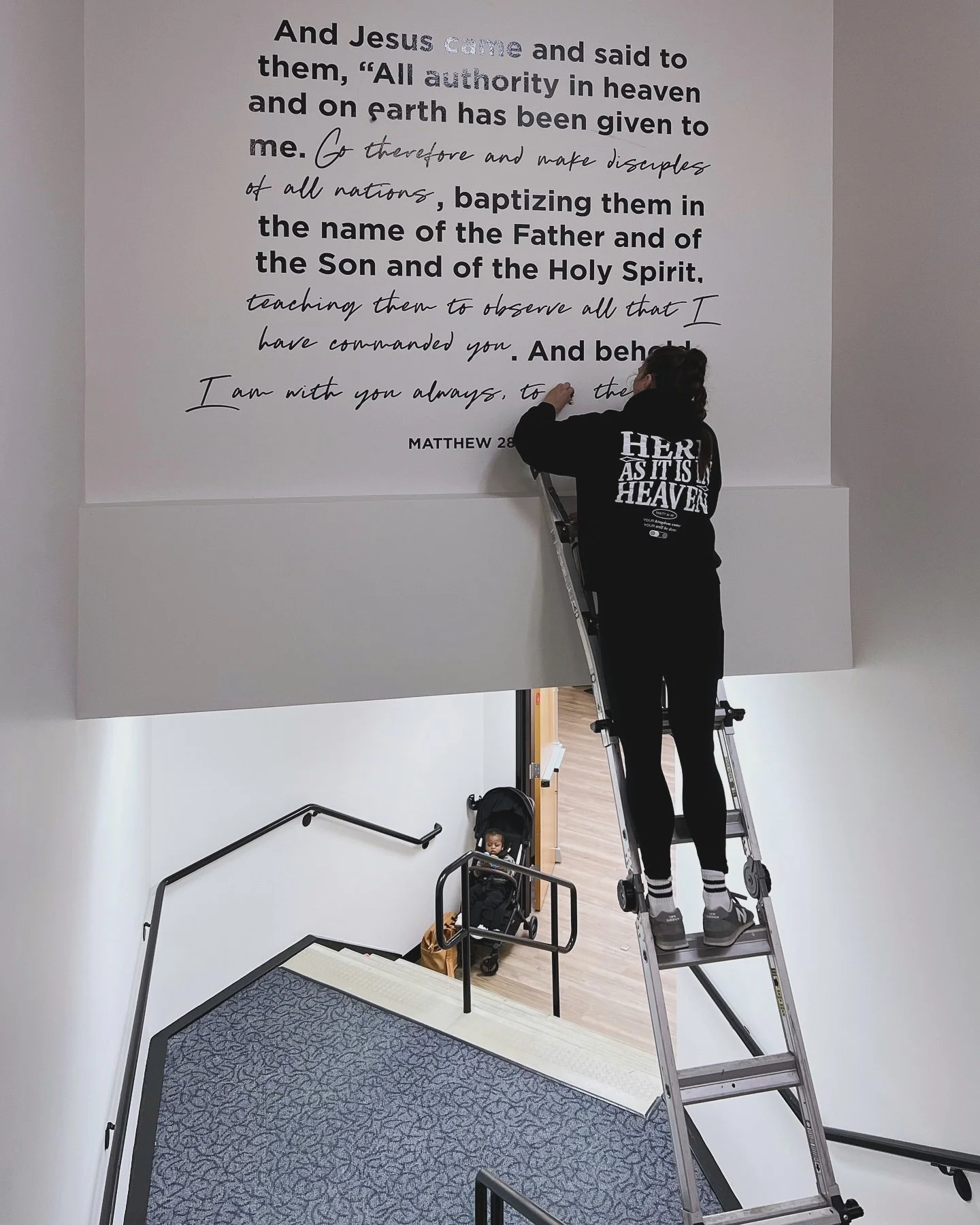 Sometimes you gotta risk it all to correct an install hiccup yourself.

Screen 💻 > space ⛪️
Chair 🪑> ladder 🪜
Idea 💡> reality ✨

I love bringing dead spaces to life and making old spaces new. Why? Because spaces matter. They efficiently 