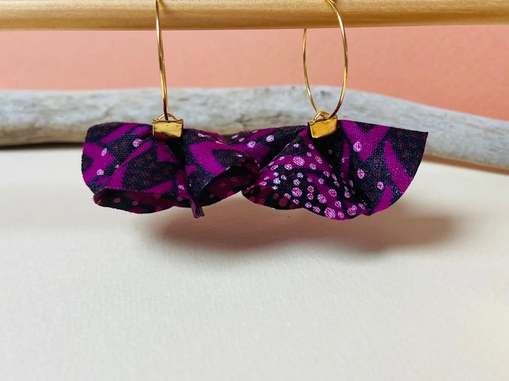 Boucles D'oreilles Pendantes Multicolores En Tissu Java Wax – Modèle N°13 ACCESSOIRES & DAZ | Neuves Avec étiquettes