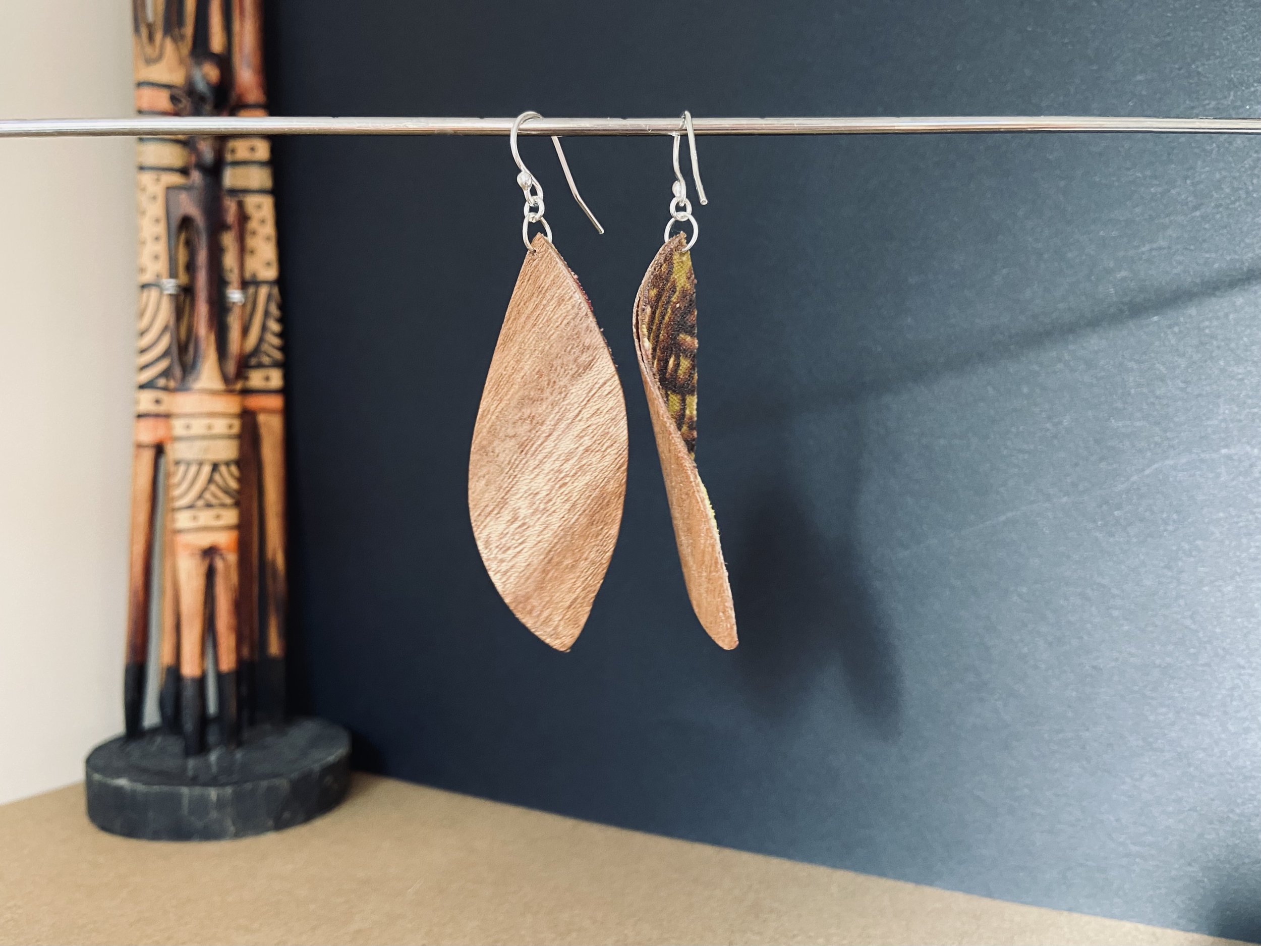 Boucles d'oreilles feuilles Bi faces