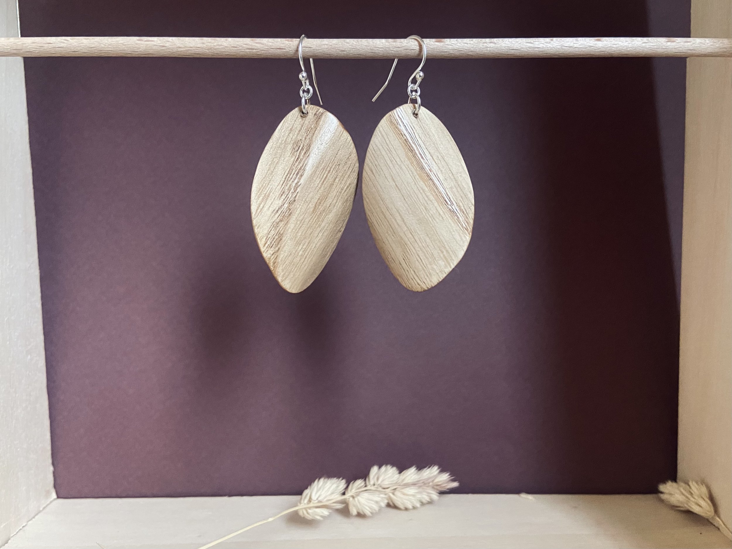 Boucles d'oreilles ovales - Bois d'olivier