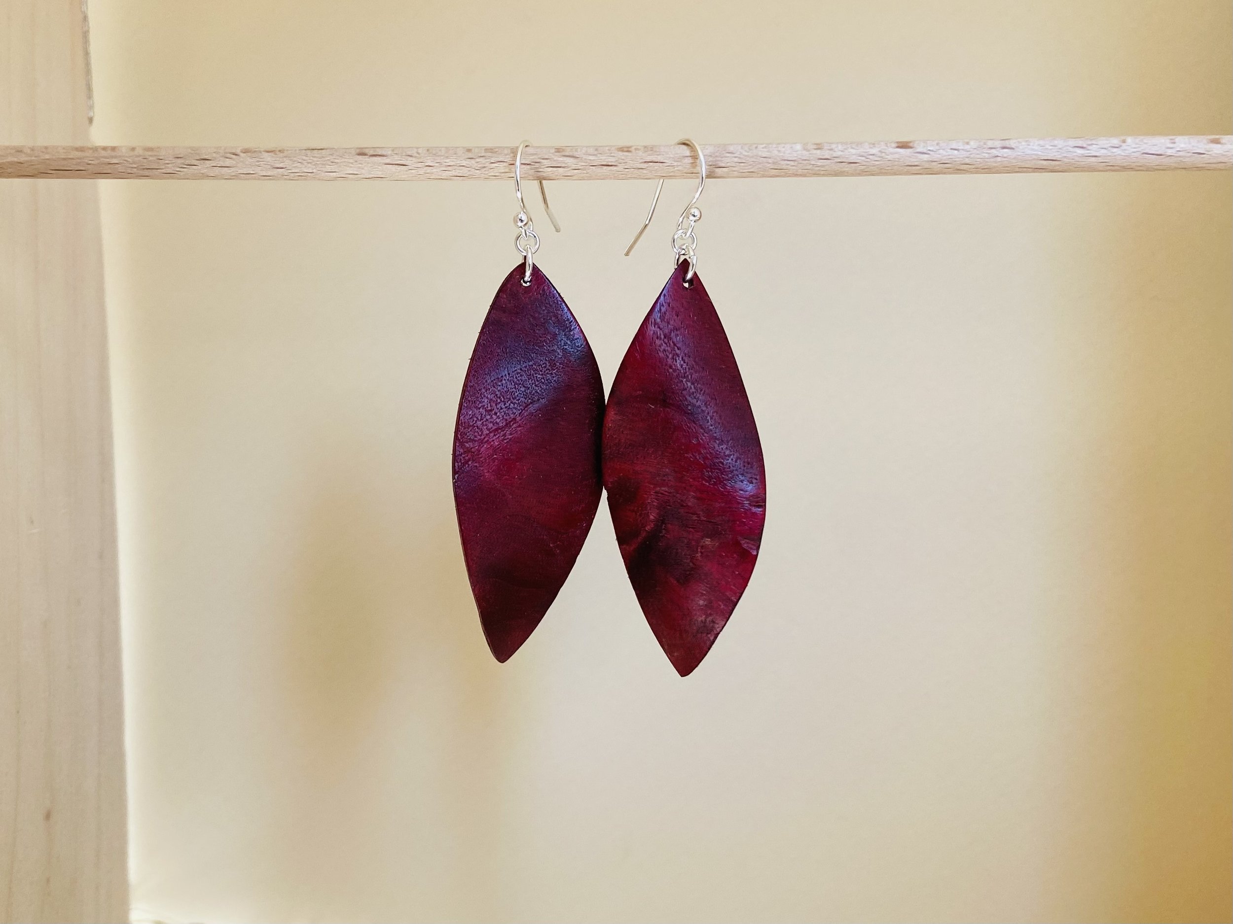 Boucles d'oreilles gouttes -Peuplier teint