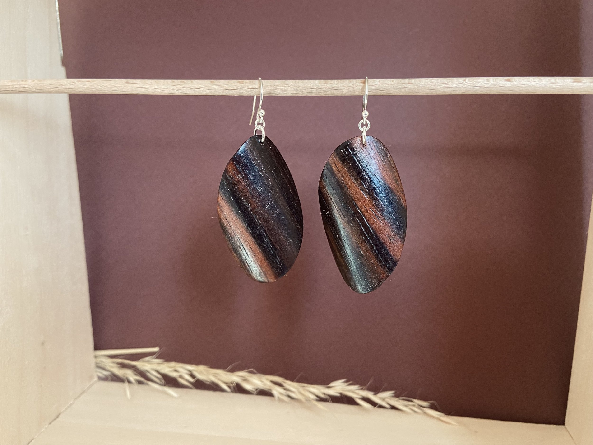 Boucles d'oreilles ovales - Ebène