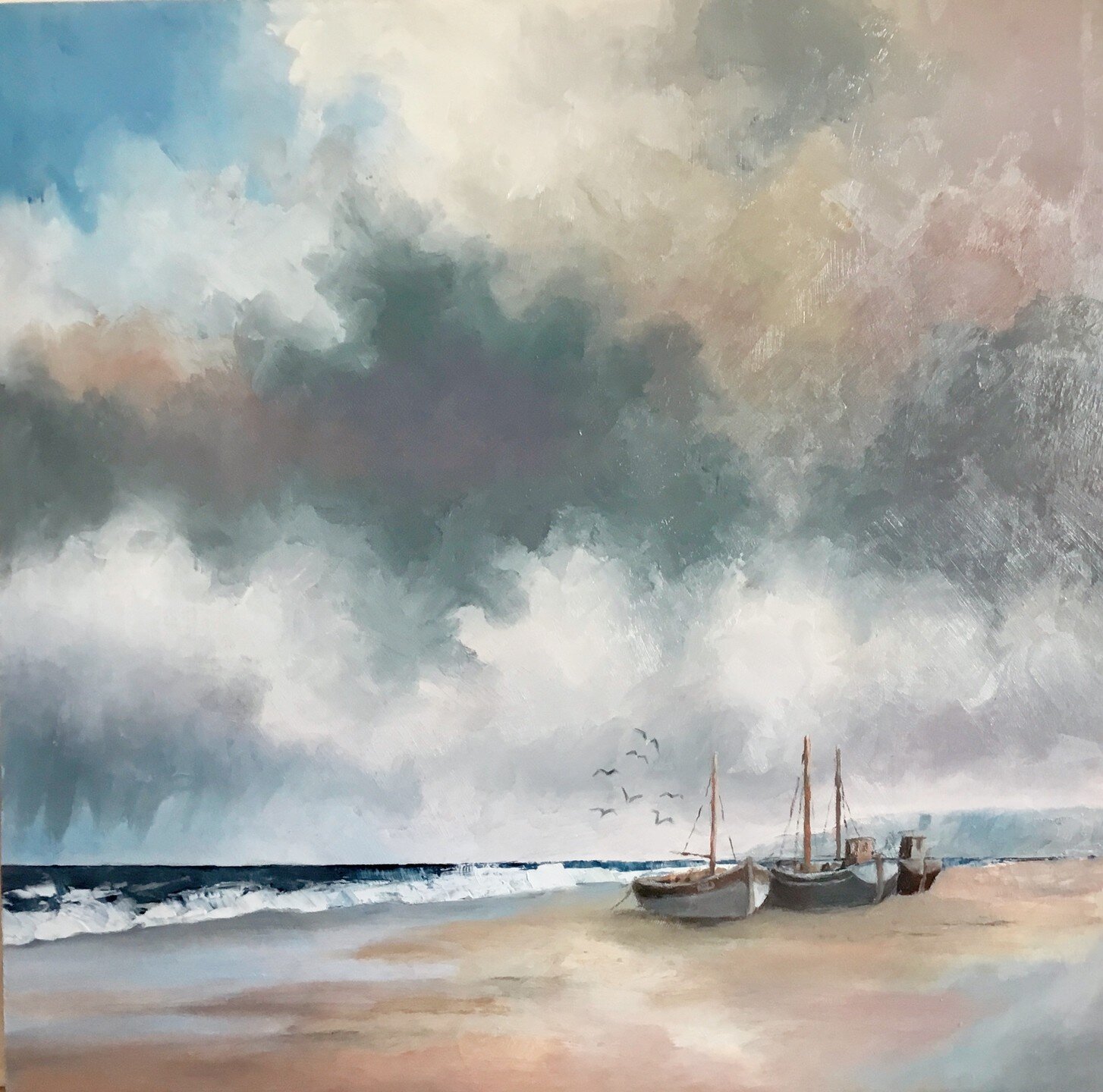 &quot;North-Easterly&quot;, 50cm x 50cm oil on canvas by Virginia Whiting