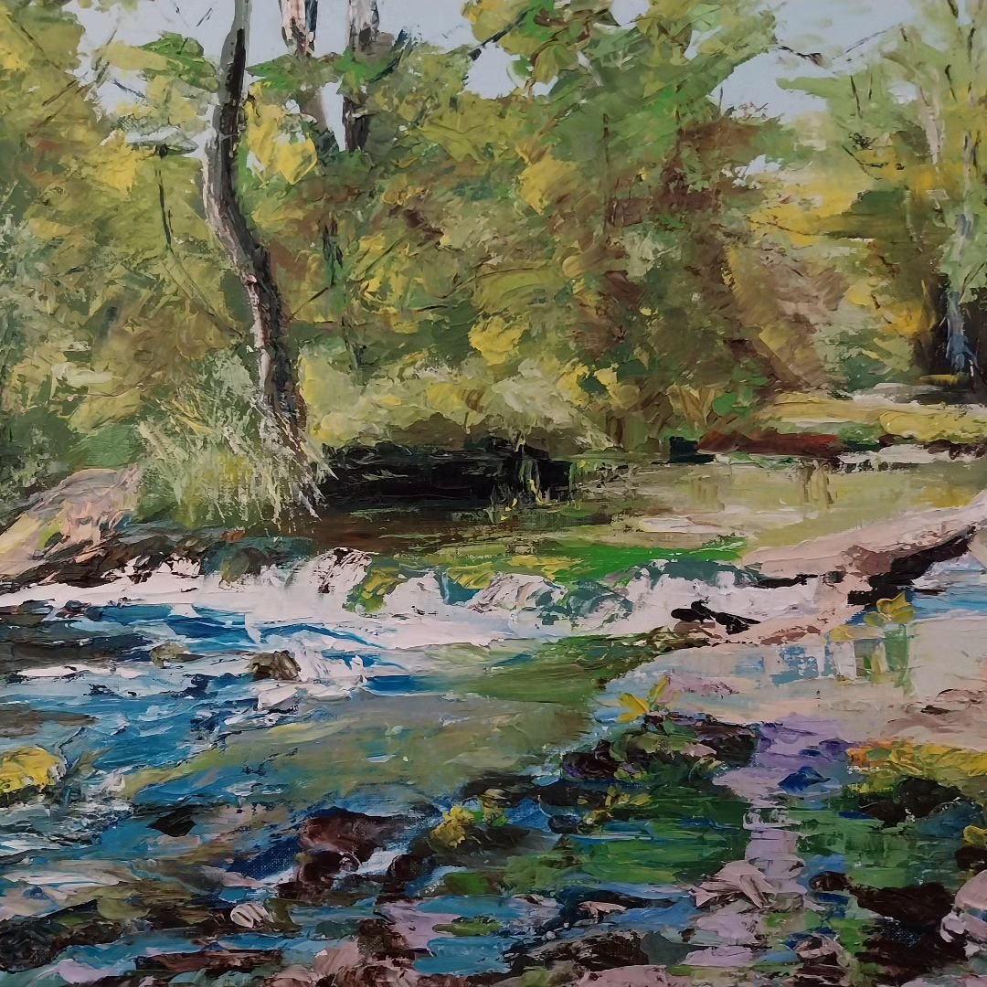 &quot;The River at Dovedale&quot;, Yorkshire Dales. Oil of canvas. It was a sticky start, but I think it worked out okay in the end!