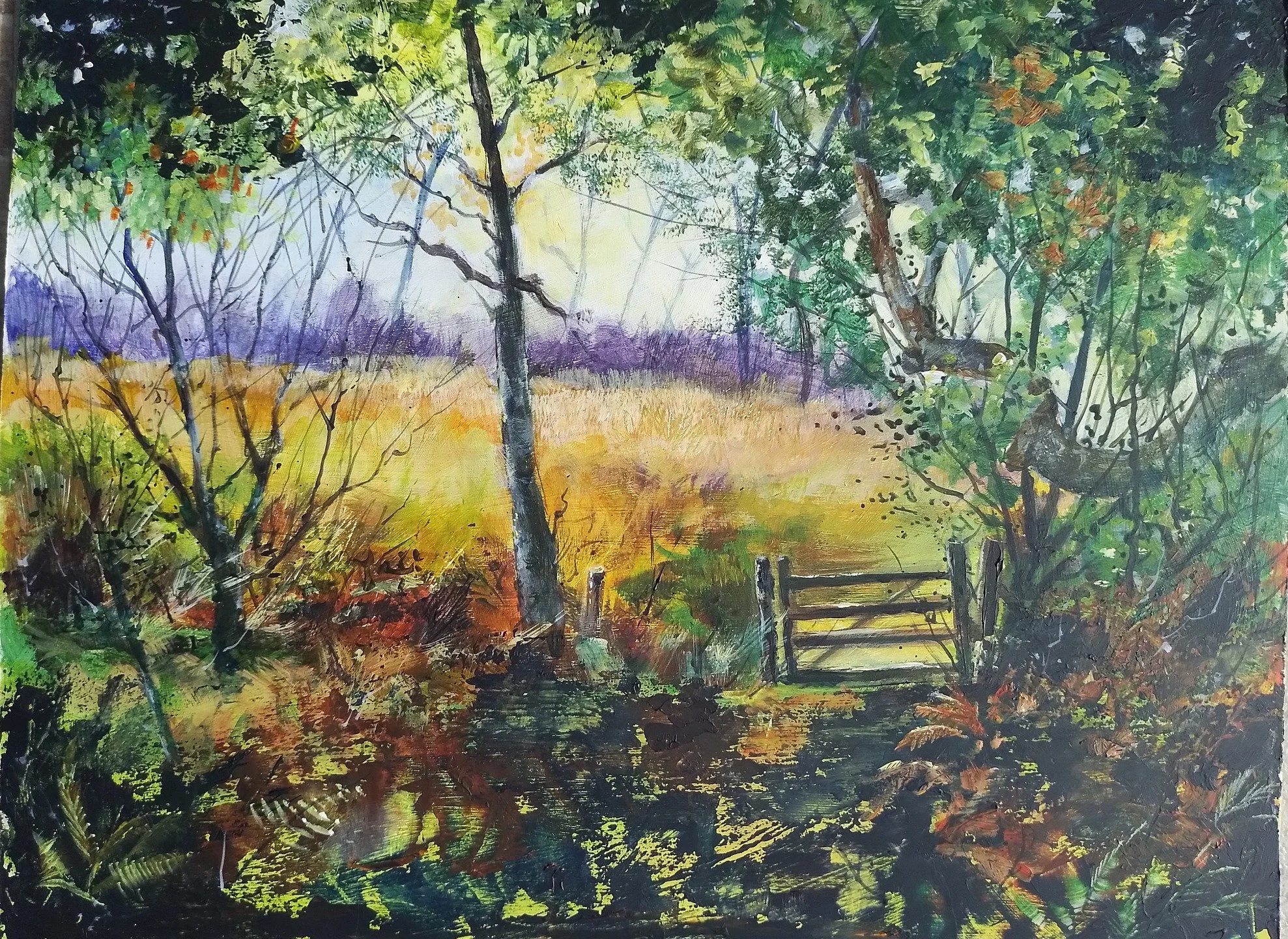 This wonderful Acrylic of a landscape location in Hale, New forest, by Andy Eadie