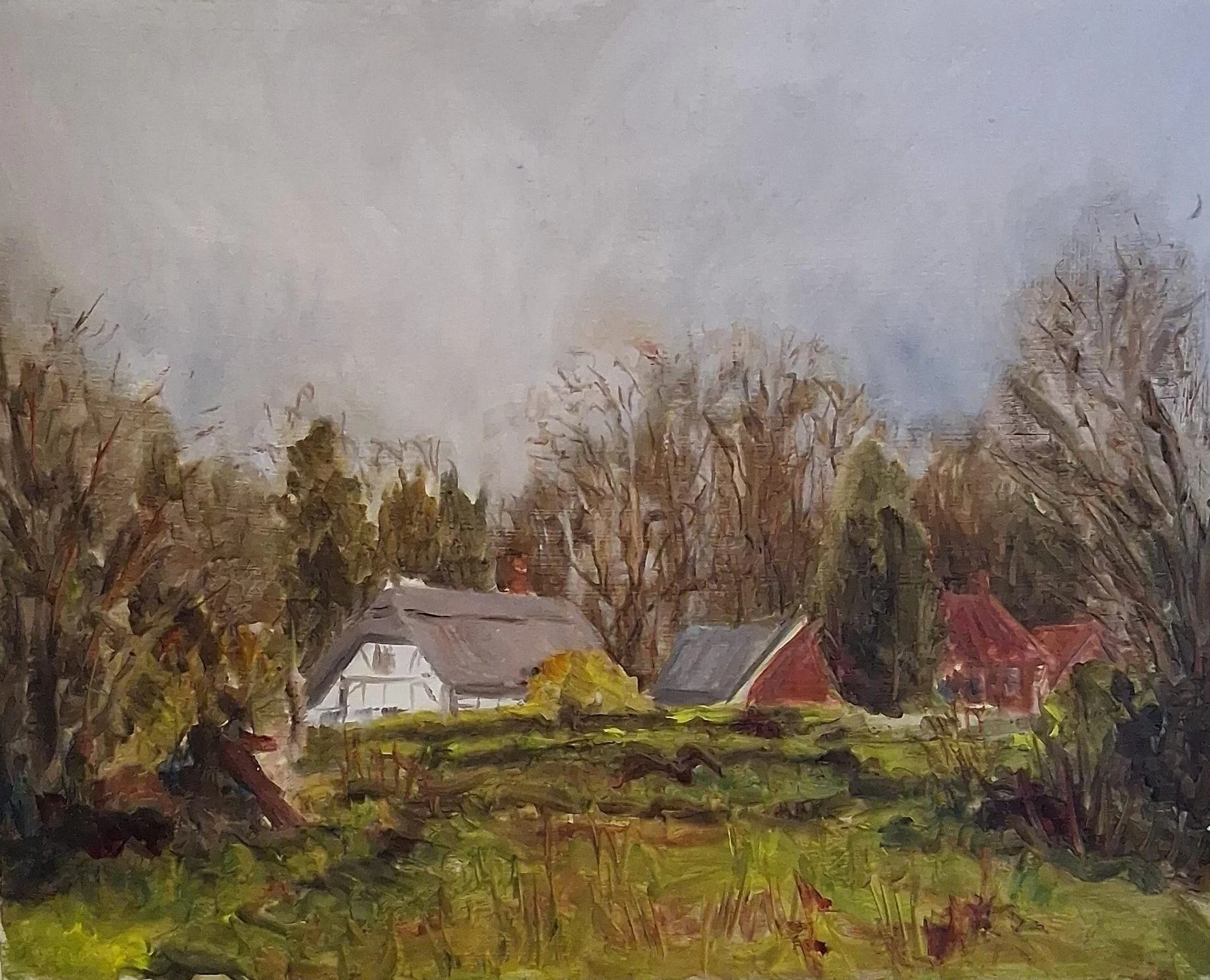 "Breamore Marsh", plein air oil painting by Jen Oulton