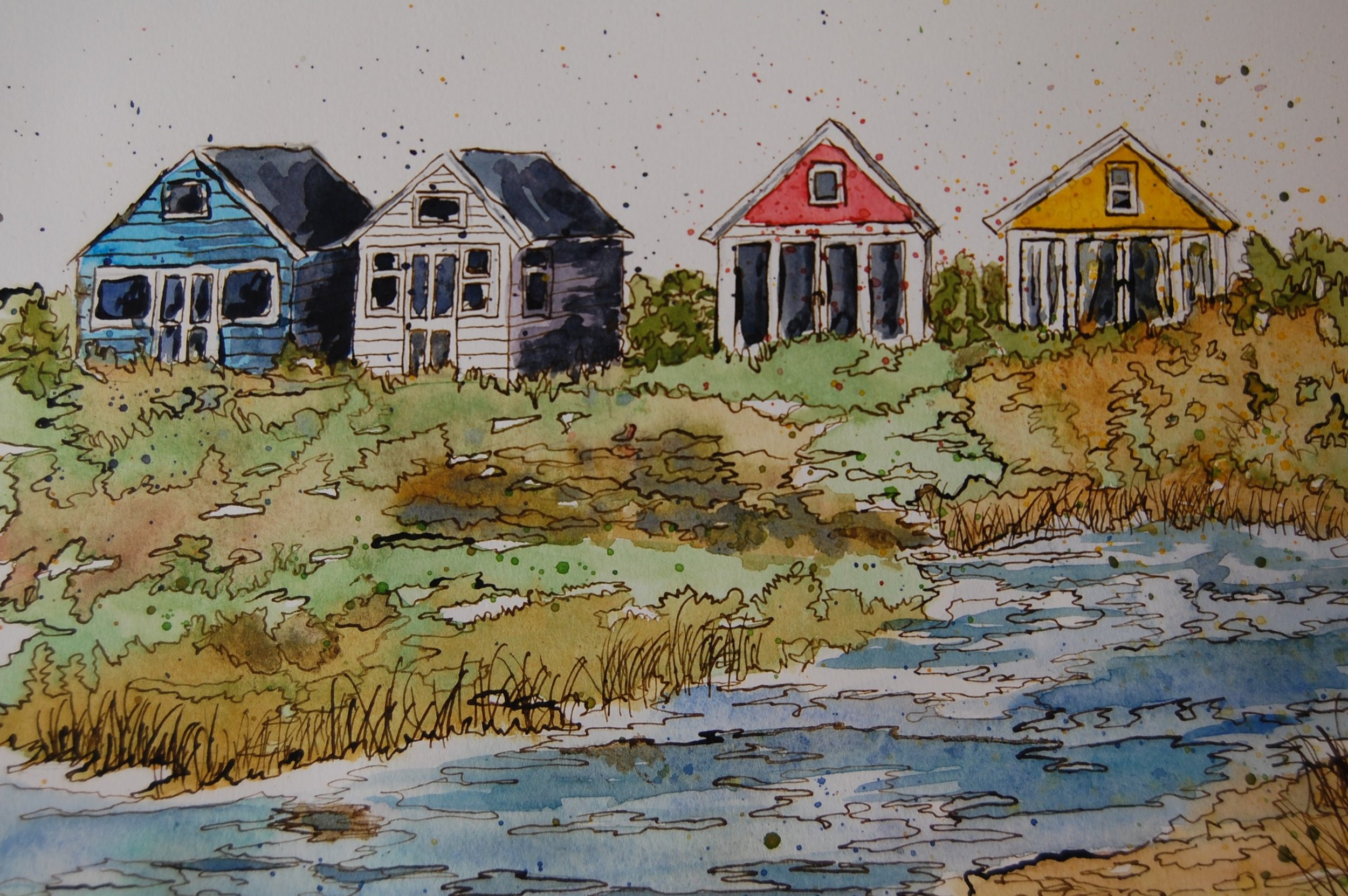 "Hengistbury Huts" by Sally Rowland