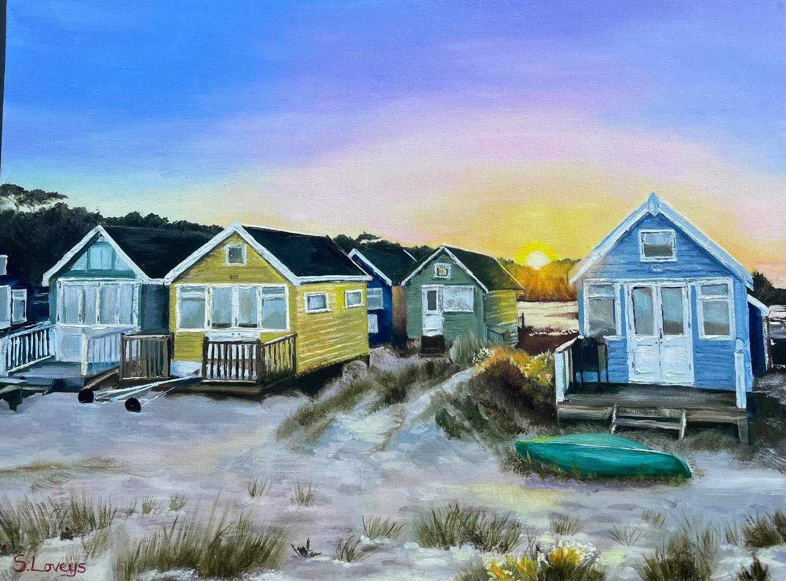 Joint Runner -Up - Ann Rose Trophy for Best in Exhibition as voted at the Preview - "Hengistbury Beach Huts" by Sally Loveys