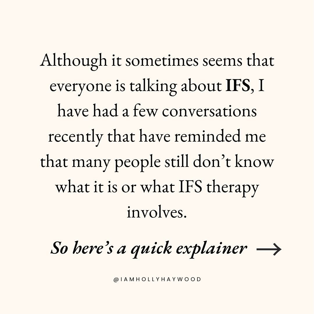 A quick IFS explainer ⤵️ (full detail in the carousel) 
&nbsp;
1. IFS asserts that the mind is naturally subdivided into multiple sub-personalities, or &lsquo;parts&rsquo;. These parts hold their own beliefs, interests and natural strengths (even gen