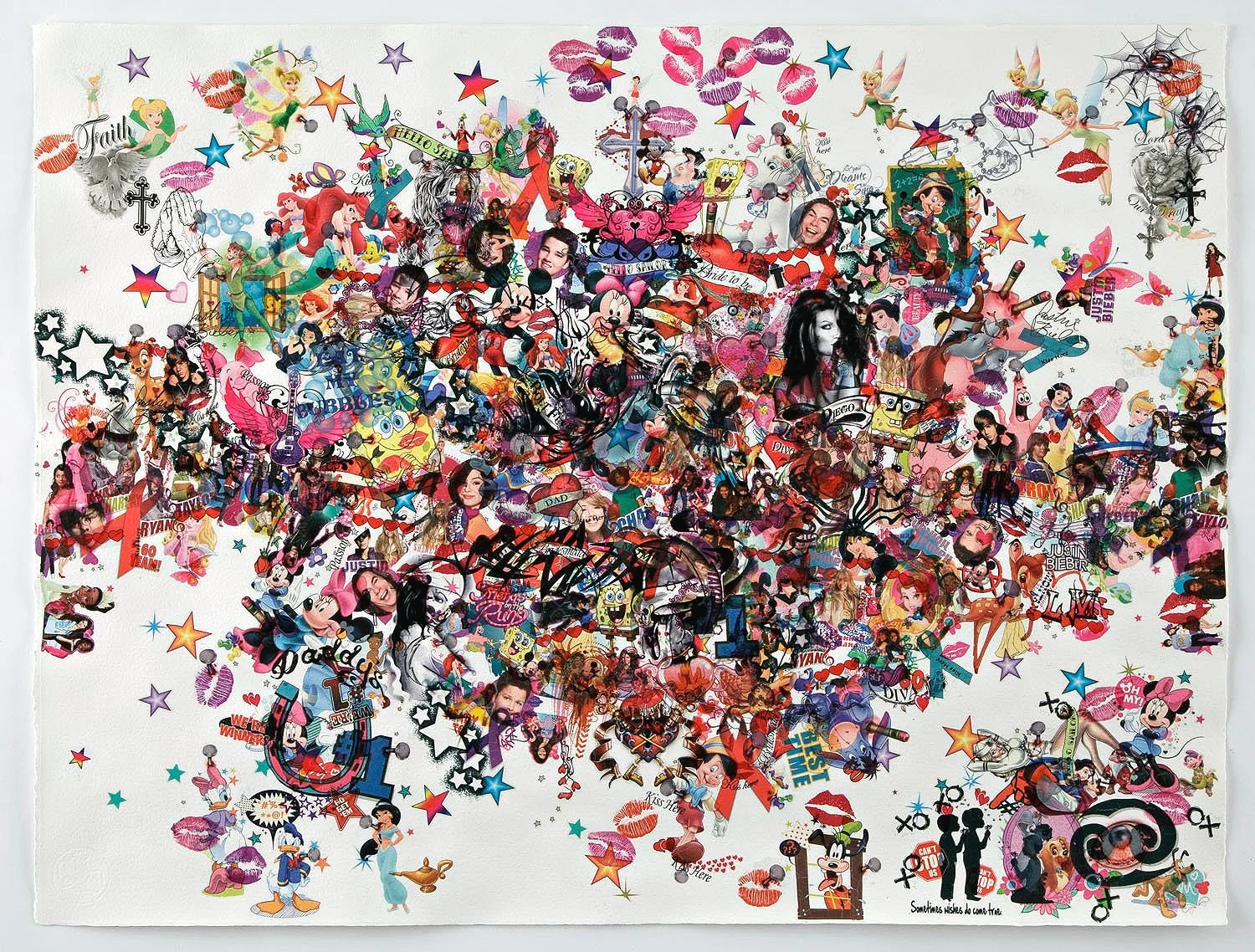 Opening Prayer, 2012, Temp. tattoos on paper, 22 x 29"