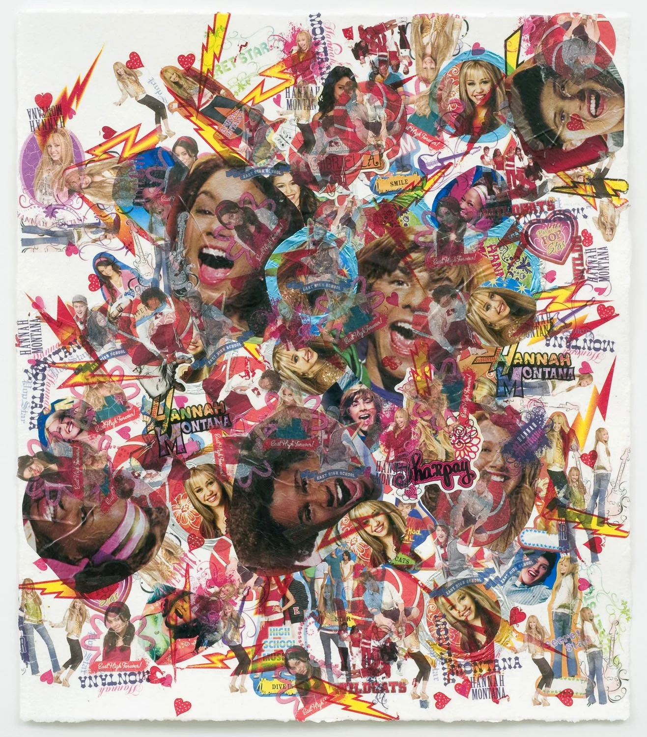 Delivery, 2008, Temp. tattoos, decals, Mylar balloons, and foil on paper, 11.5 x 10"