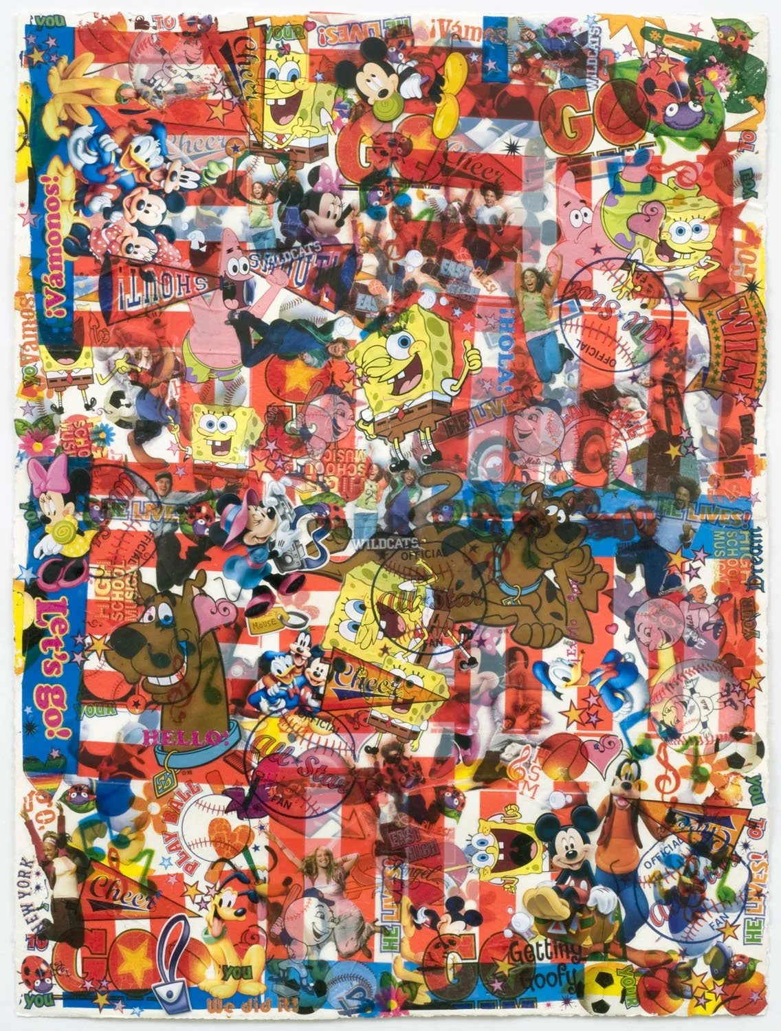 Showboat, 2008, Temp. tattoos, decals, and transfers on paper, 16 x 12"