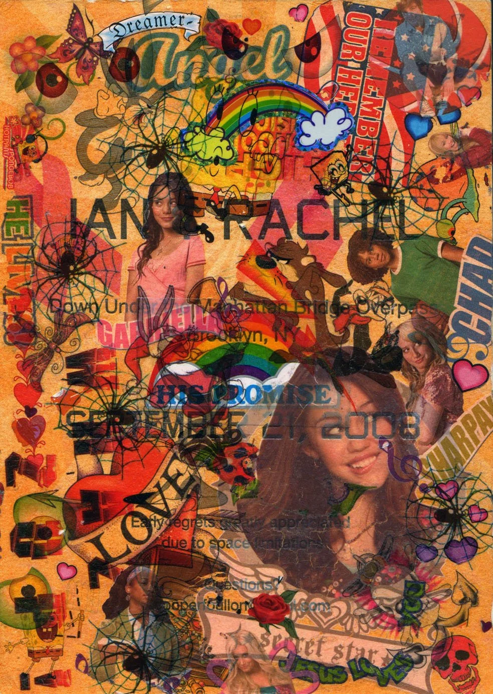 Untitled (Date), 2008, Temp. tattoos, decals, transfers on paper, 7 x 5'  (Side 2)