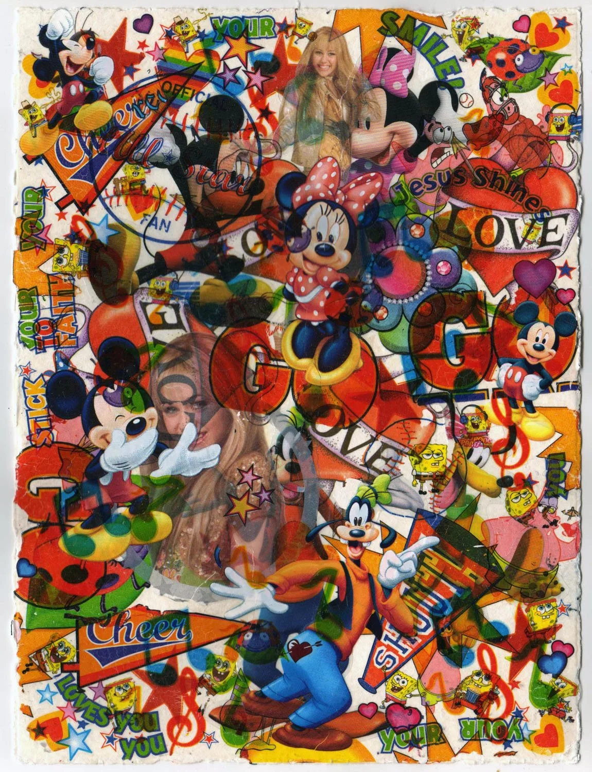 Note, 2008, Temp. tattoos and transfers on paper, 8 x 6"