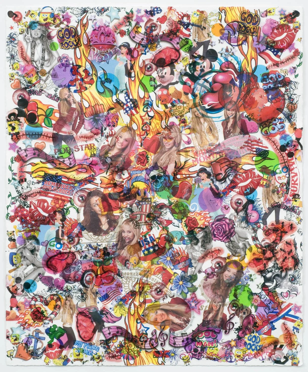 Clean Sweep, 2008, Temp. tattoos, decals, and transfers on paper, 19 x 16"