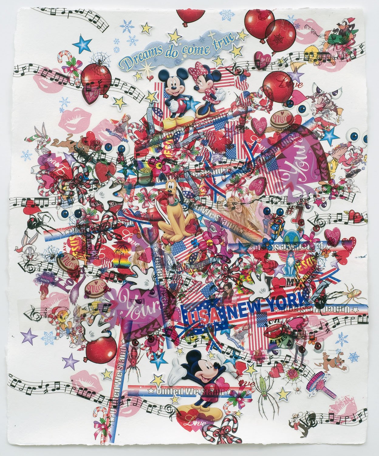 Forecast, 2008, Temp. tattoos, decals, Acetate, and cut-outs on paper, 20 x 16"