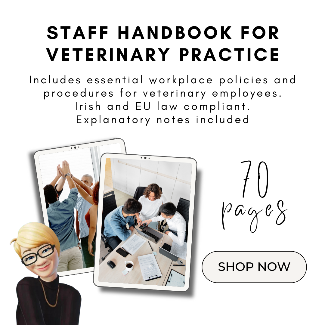 Staff handbook for veterinary practice.