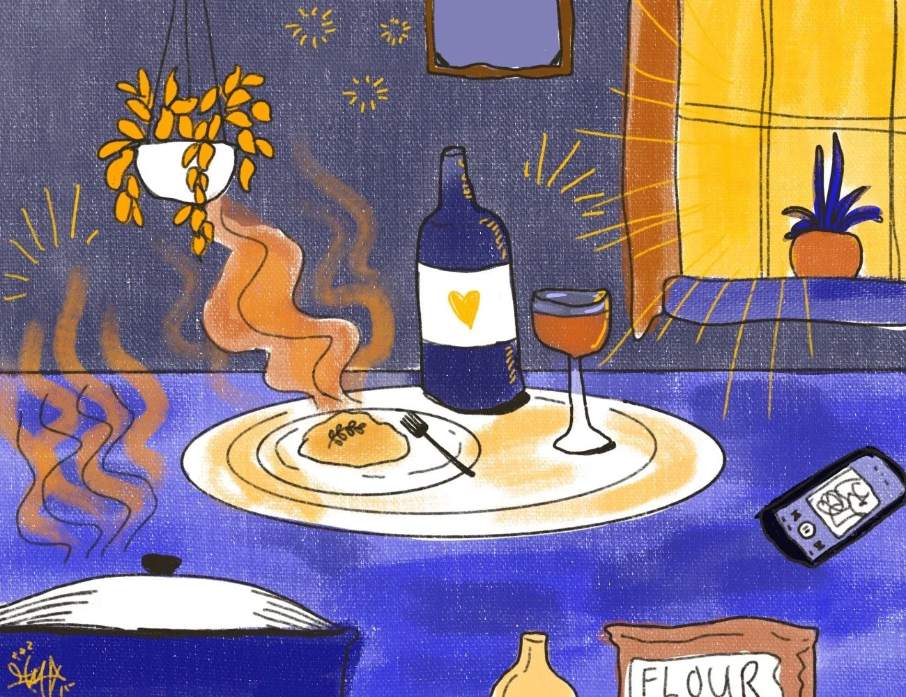 Clumsily cooking in college