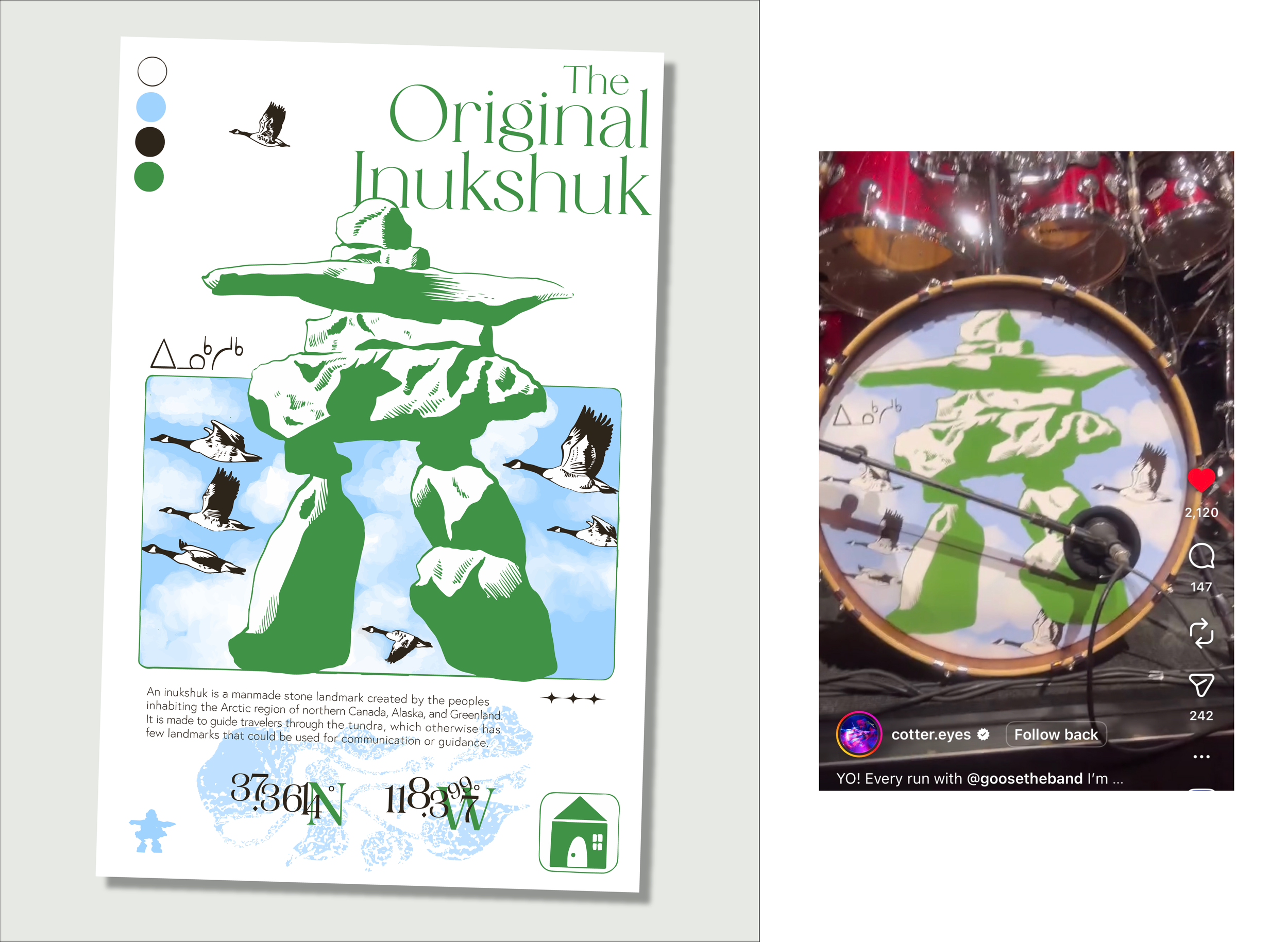 Commissioned poster and drum kit art for Goose, 2024