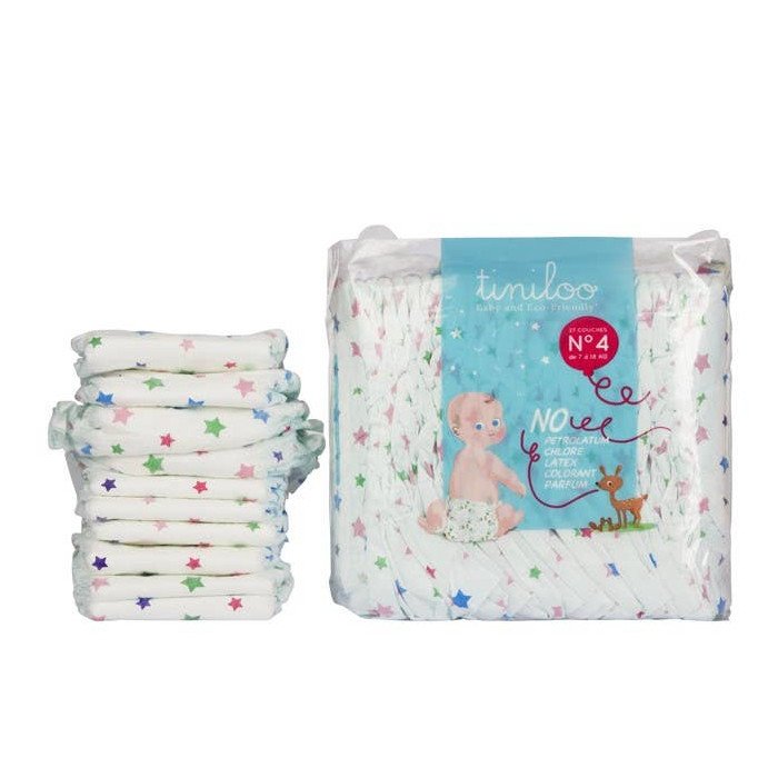 Tiniloo Eco-Friendly Diapers Size 4 Stars (16 - 39 lbs) 27 Diapers