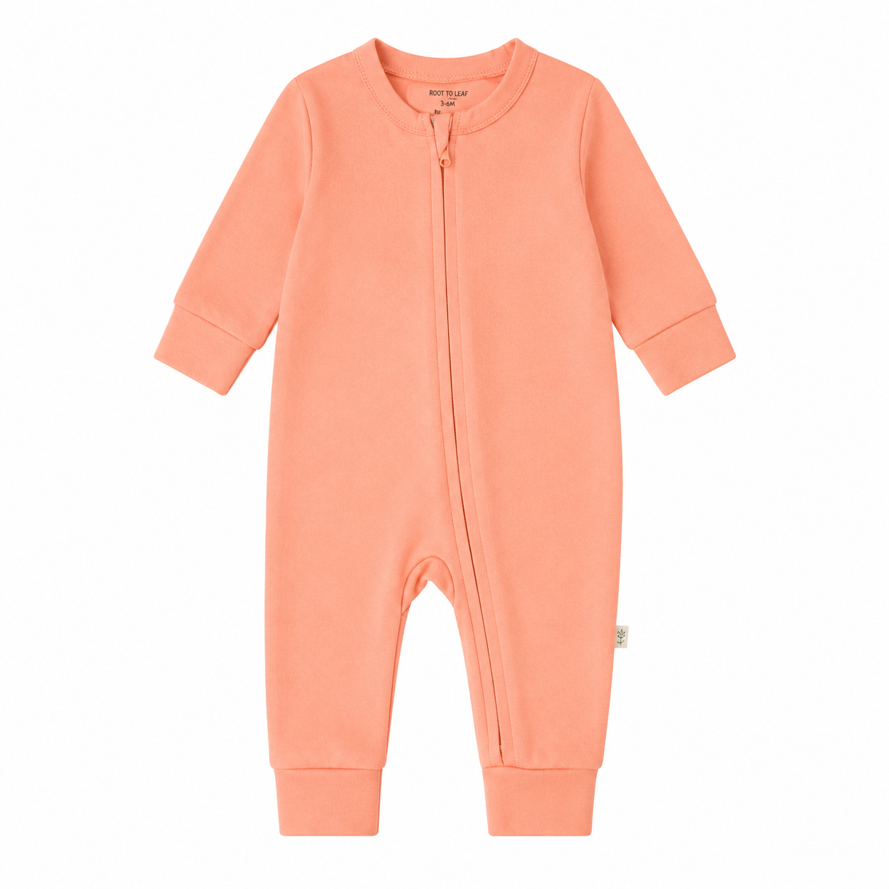 Organic Cotton Snuggles Zippered Romper I Apricot