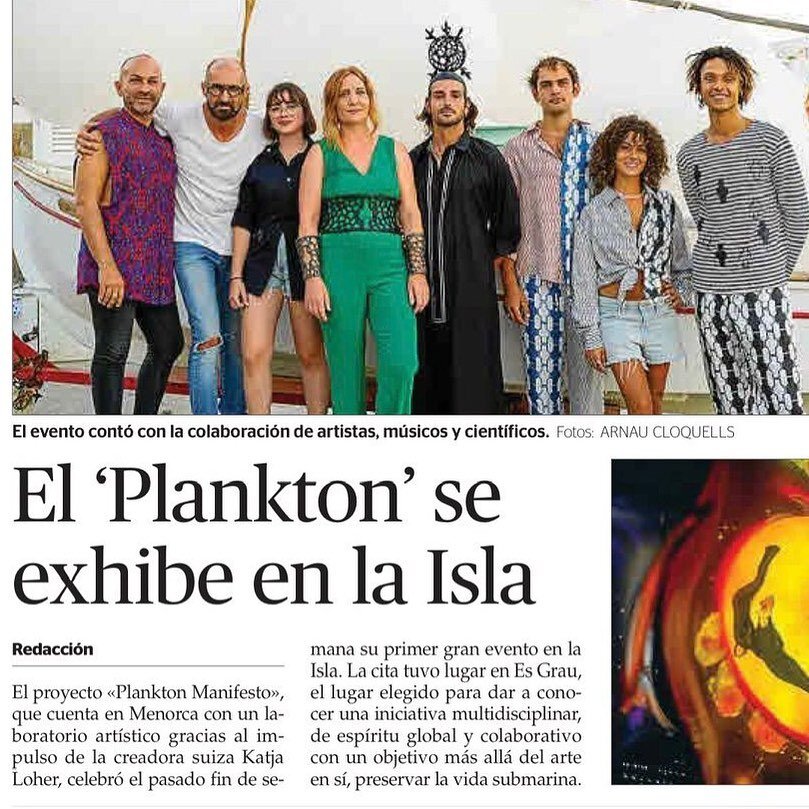 PLANKTON MANIFESTO MENORCA
@menorca.info 

Exhibition and outdoor installations: @katjaloher 
Molecular jewels: @storiesmilano 
Photos: @arnicloq 
Producion: @mariamacm 
Performance: @martin.gv 
Poem: @bertocerdasegui 
DJ: @elebes 
Treats: @oliver.fl