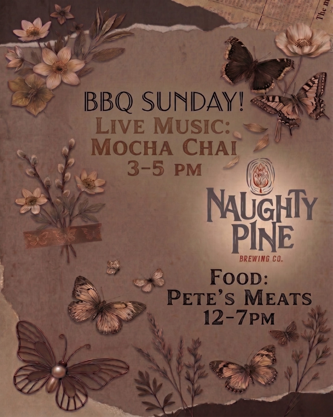 Mocha Chai 3-5pm and Pete's Meats 12-7pm.