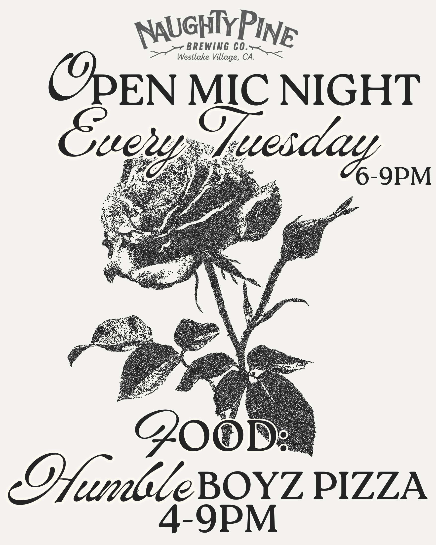 Open Mic 6-9pm. Humble Boyz Pizza 5-9pm.