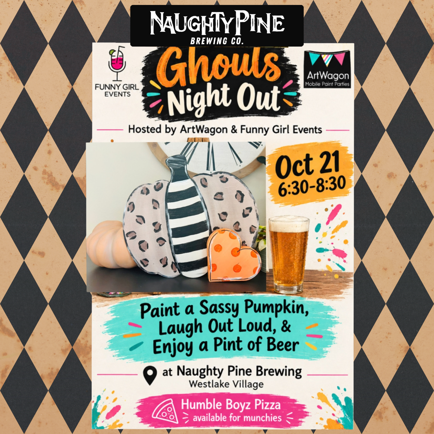 Ghoul's Night out comedy and paint night 6:30-8:30pm.